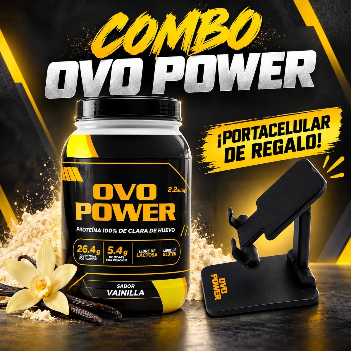 Proteína de huevo sabor Vainilla + Porta celular de regalo